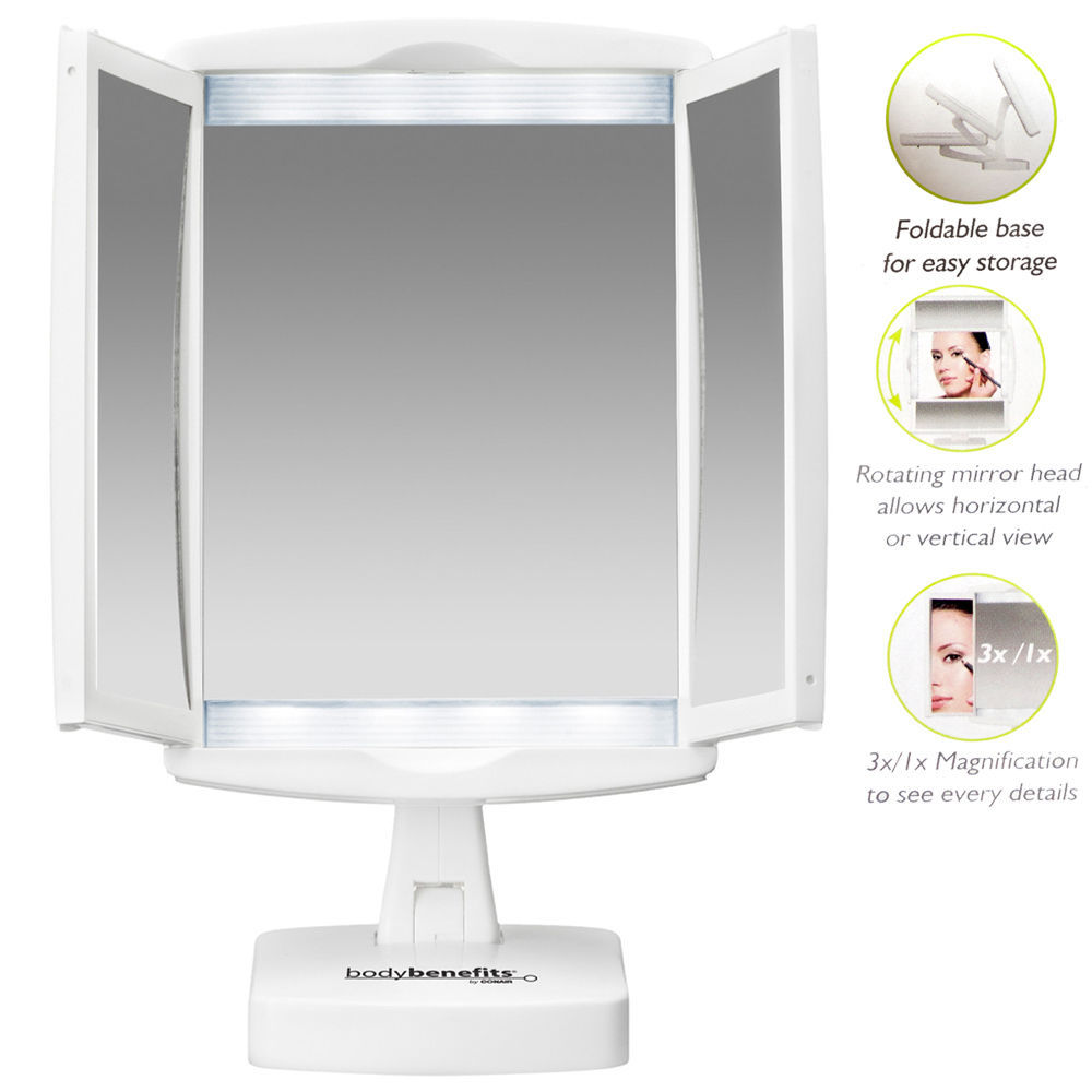 Conair Portable Lighted 1x and 3X Magnification Make Up Mirror LED