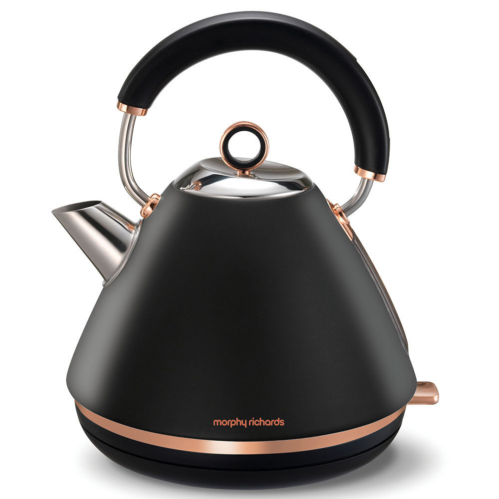 morphy richards 1.5 l black titanium jug kettle with wood trim