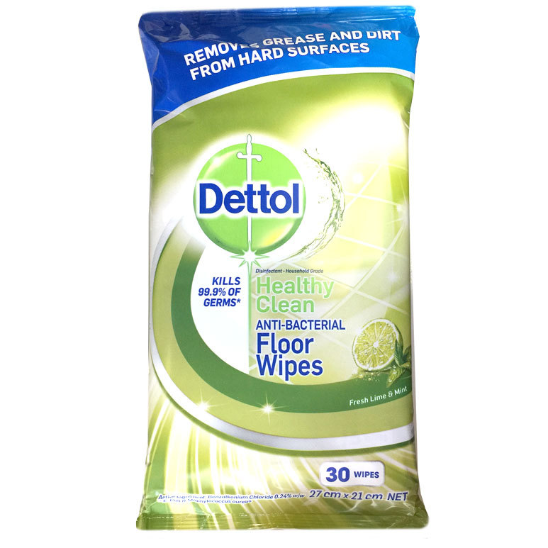 120PK Dettol Floor Cleaning Antibacterial Lime & Mint Wet Wipes/Pads