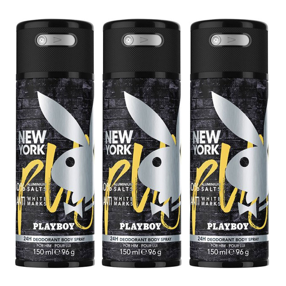 3PK Playboy New York M 150ml Deodorant Body Spray Men Online KG