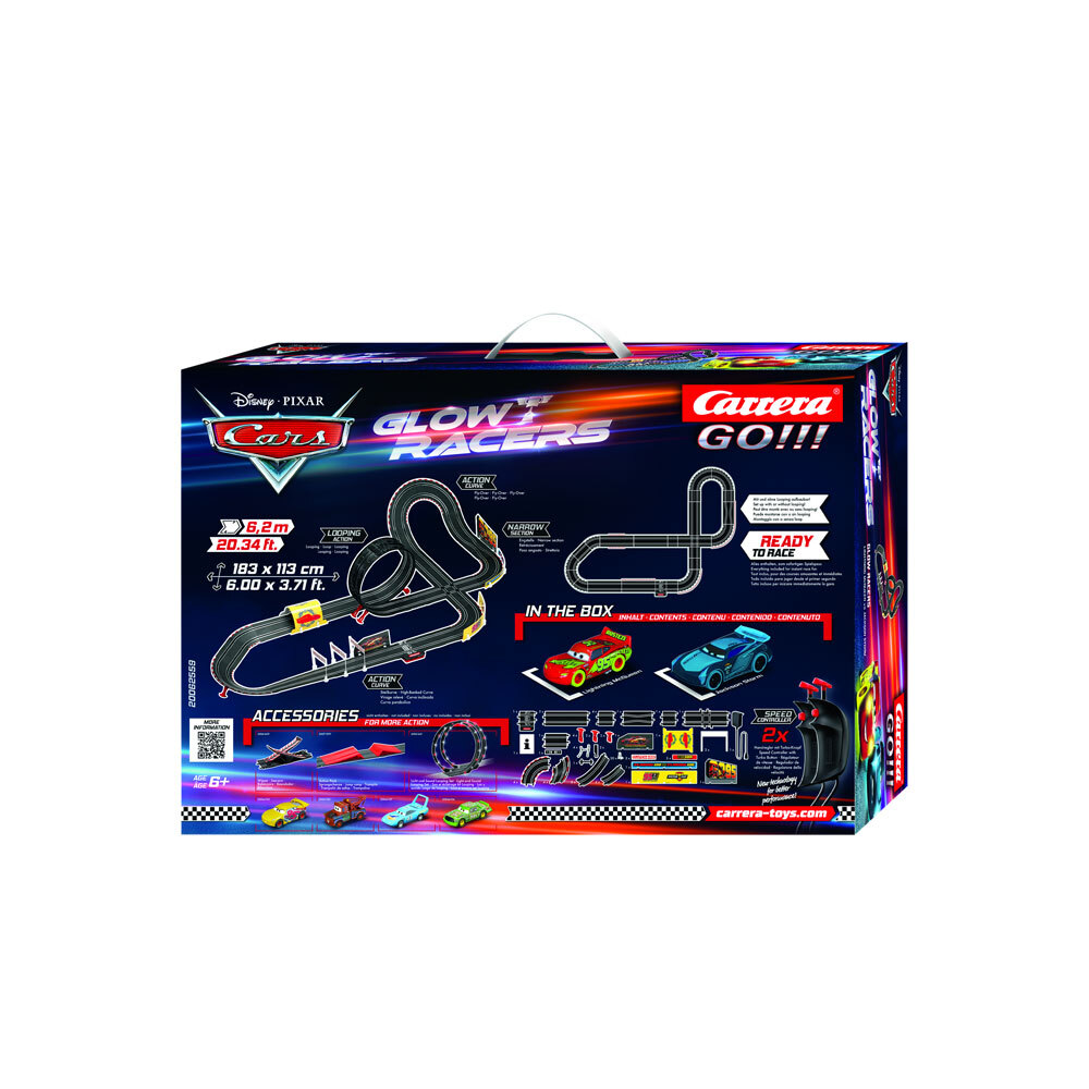 Carrera Disney Cars Glow Racers Slot Car Childrens Toy Set 6y+