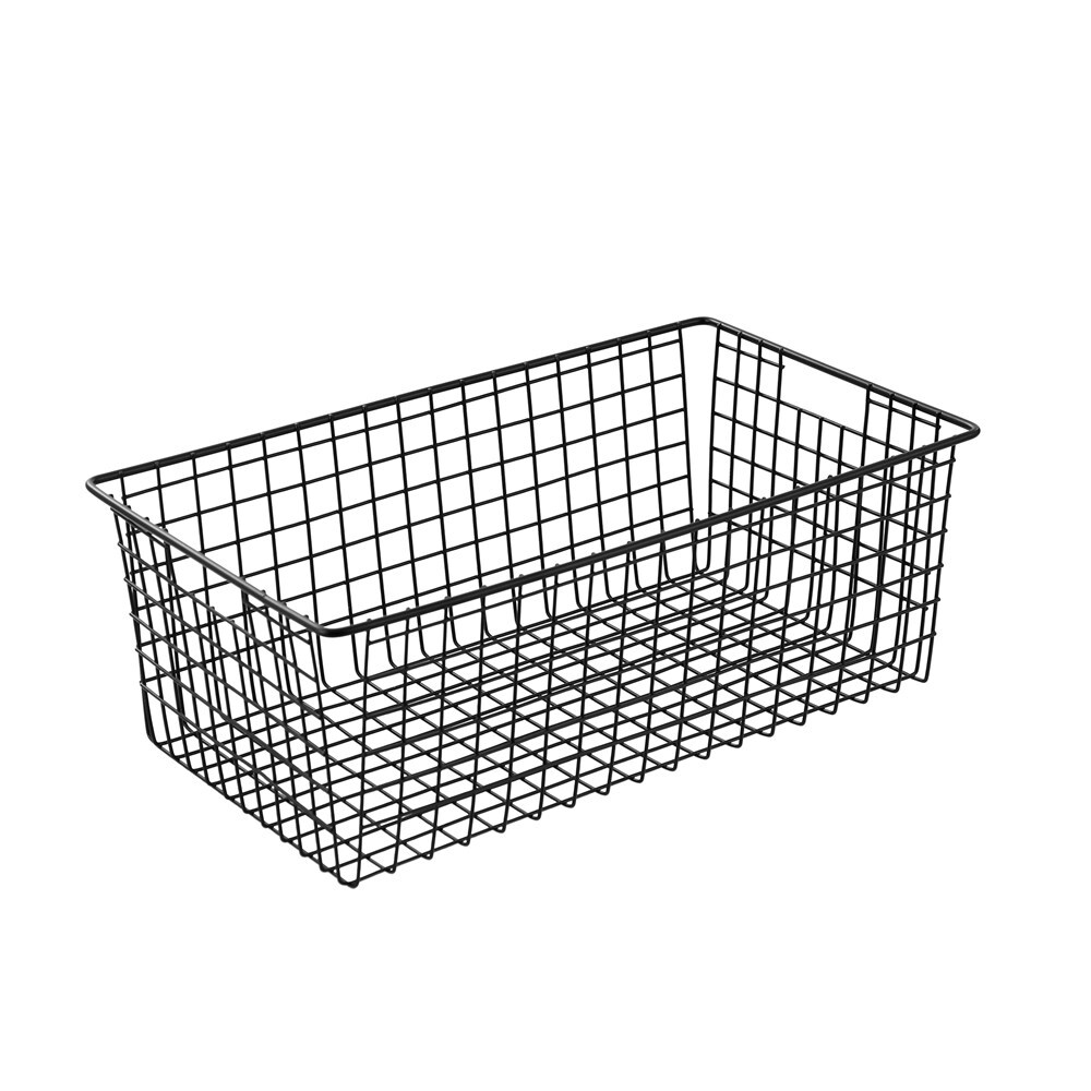 2PK Boxsweden 40x15cm Wire Storage Basket Black Online KG Electronic