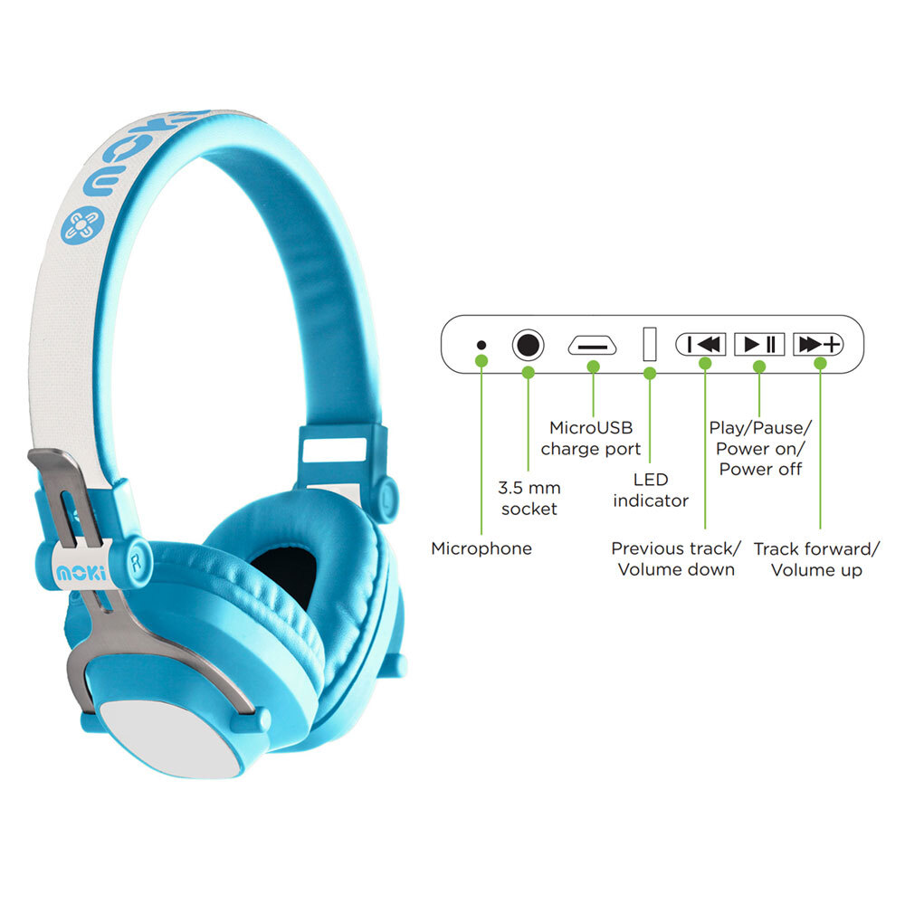 Moki Exo Kids Bluetooth Headphones Blue Online KG Electronic