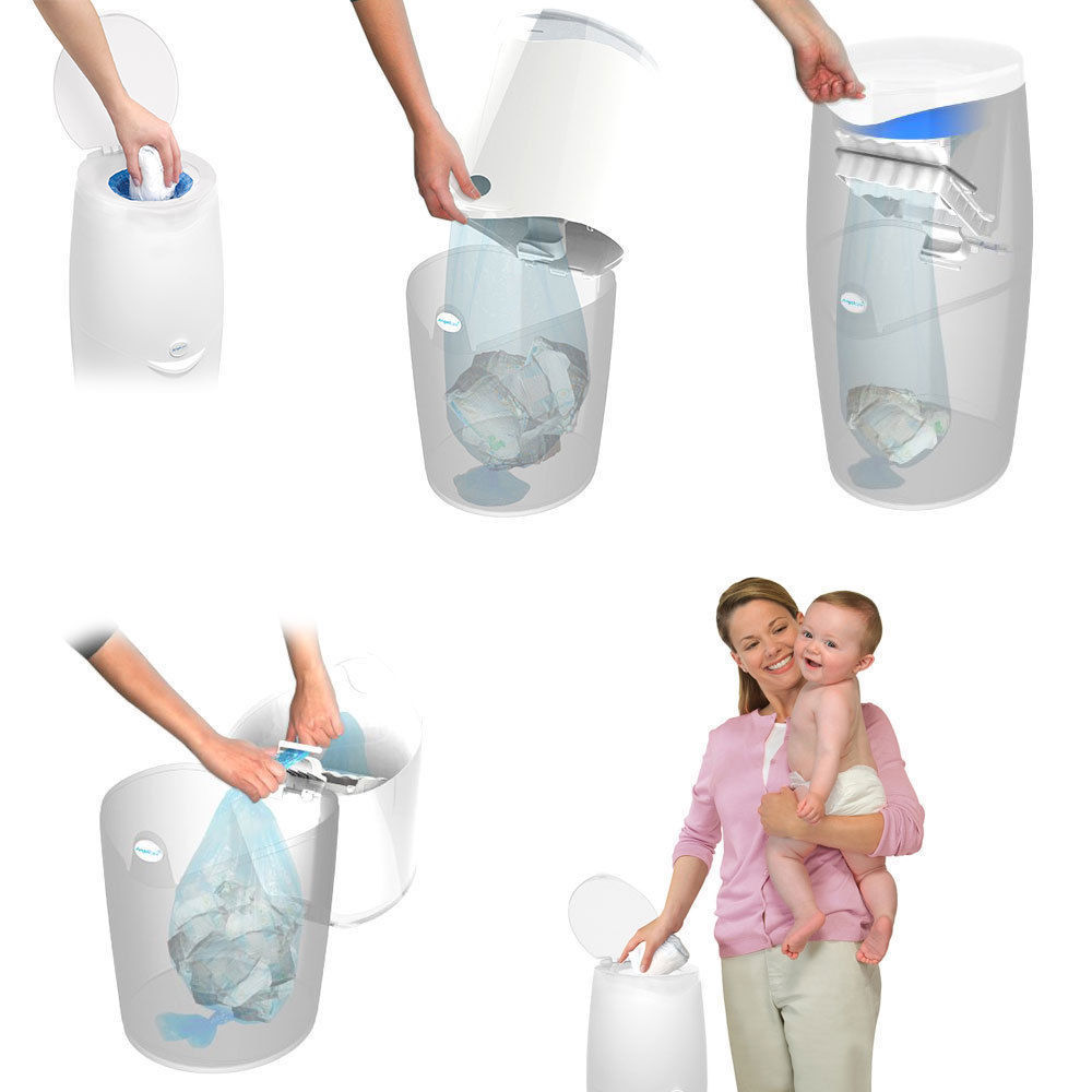 Angelcare Baby Nappy/Diaper Disposal System w/4 Cassettes/Bin/Trash/Air