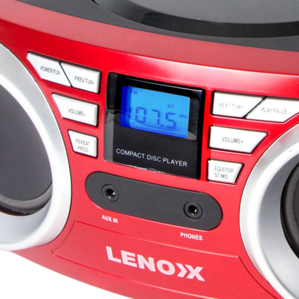 Lenoxx Portable Boombox CD CDR/CDRW Player Speaker/FM radio/Aux in 3