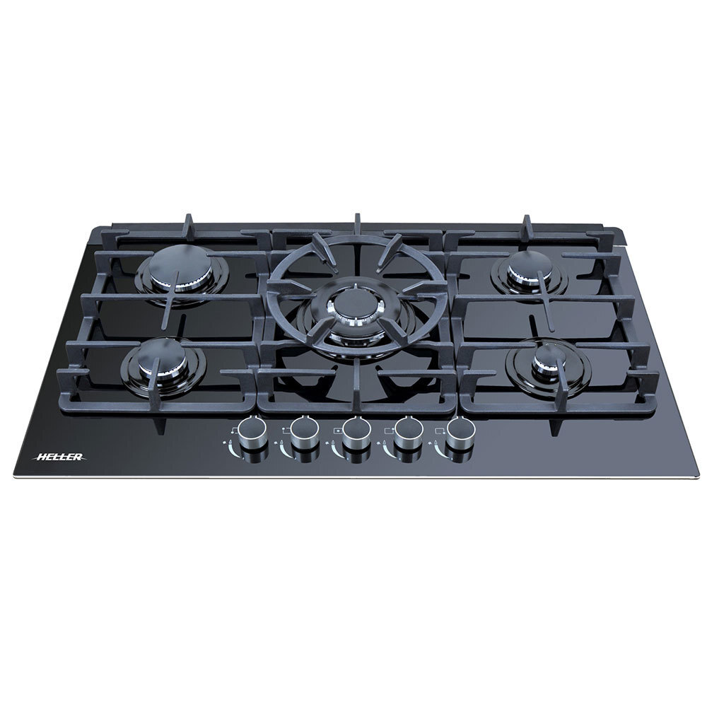Heller Benchtop Gas Cooktop 90cm Glass 5 Burner Cooking w/ Electronic