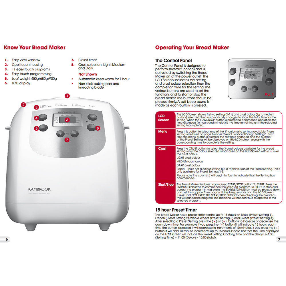 Kambrook KBM300 Breadmaker 650W Pizza Dough Mixer/Automatic Bake Oven