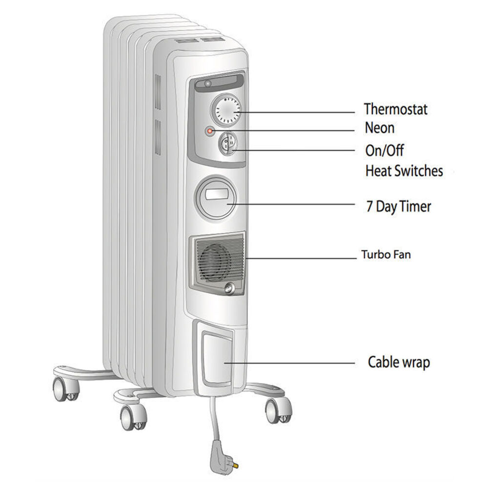 Dimplex 2400W Freestanding Oil Column Heater Portable Heating w/ Timer