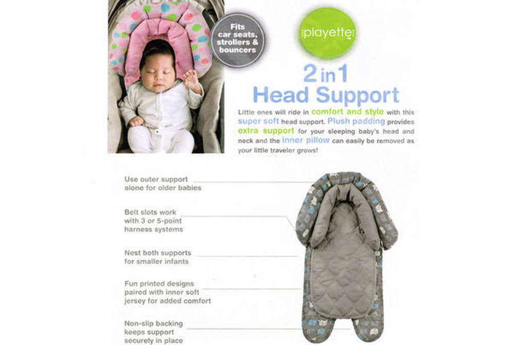 Pink 2 in 1 infant Baby Newborn Head/Neck Support for car seat/carrier