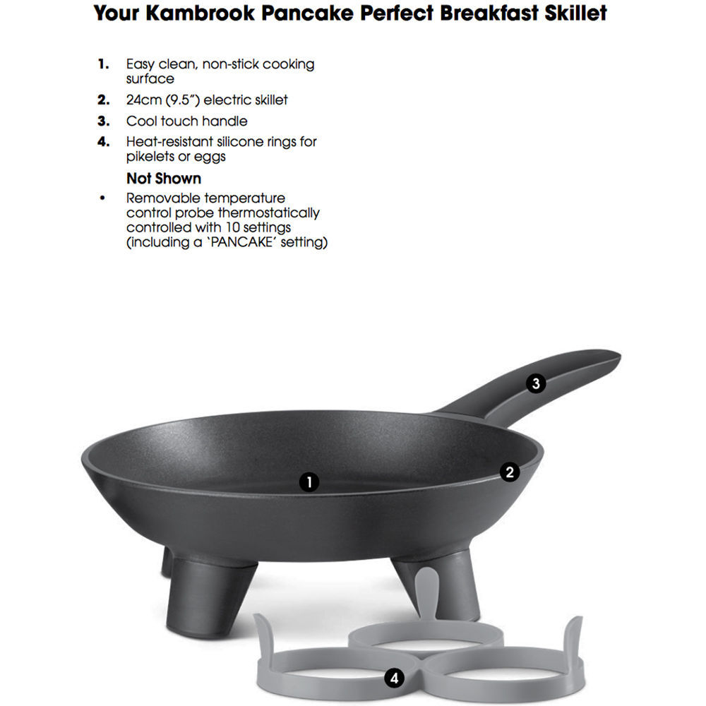 Kambrook Pancake Perfect Breakfast Electric Skillet Frying Pan Wok Eggs