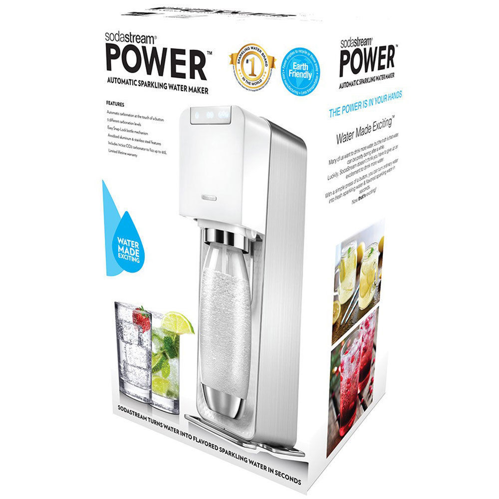 Soda Stream Power White Electric Sparkling Water Fizzy Drink Maker