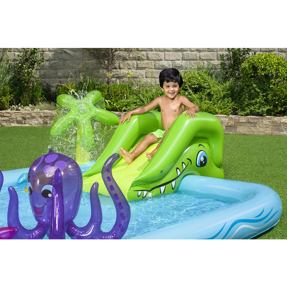 Kids Interactive Water Blowup Play Pool Slide Online KG Electronic
