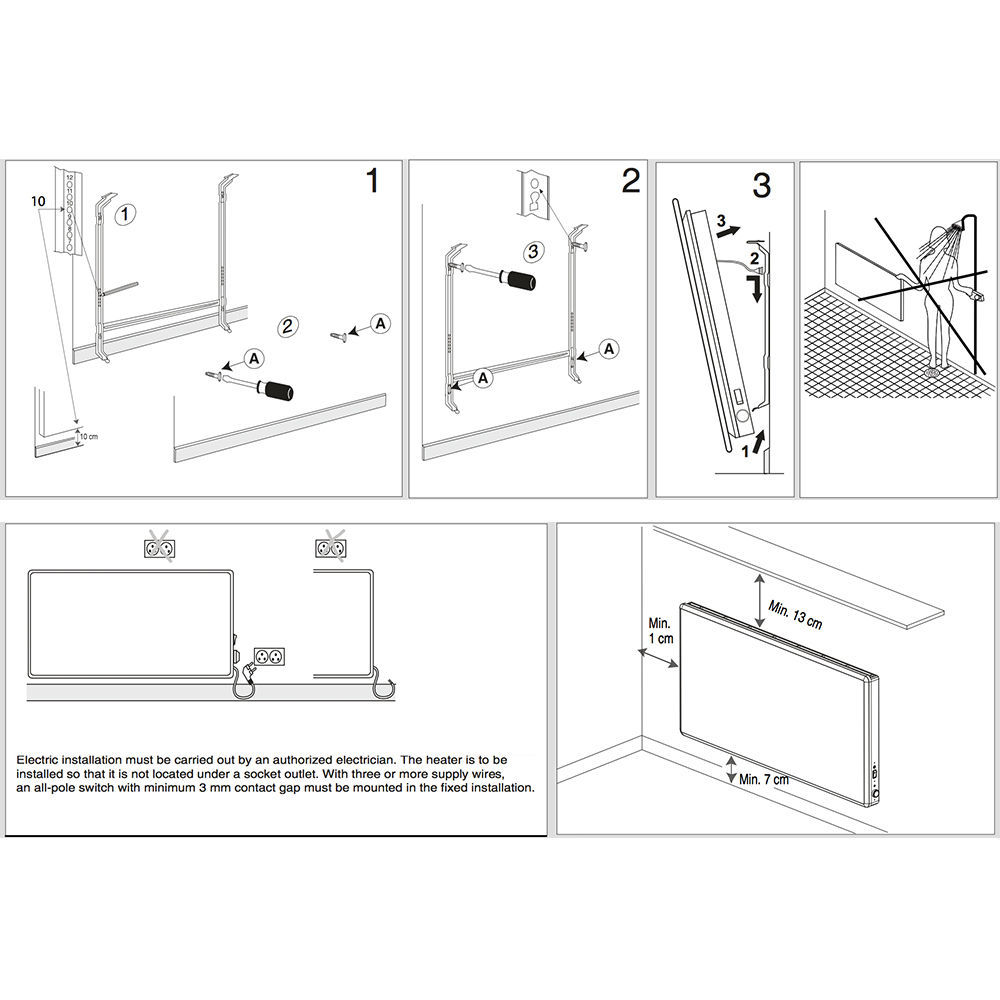 NOBO E4EU20 2000w Portable Electric Panel Heater/Heating/Wall Mount/7
