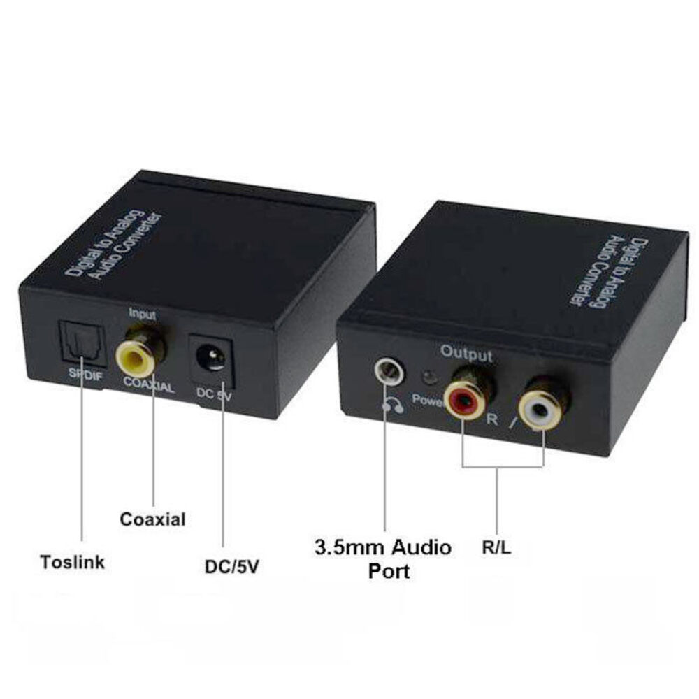 Digital To Analog Coaxial Toslink Rca Audio Converter Headphone Output
