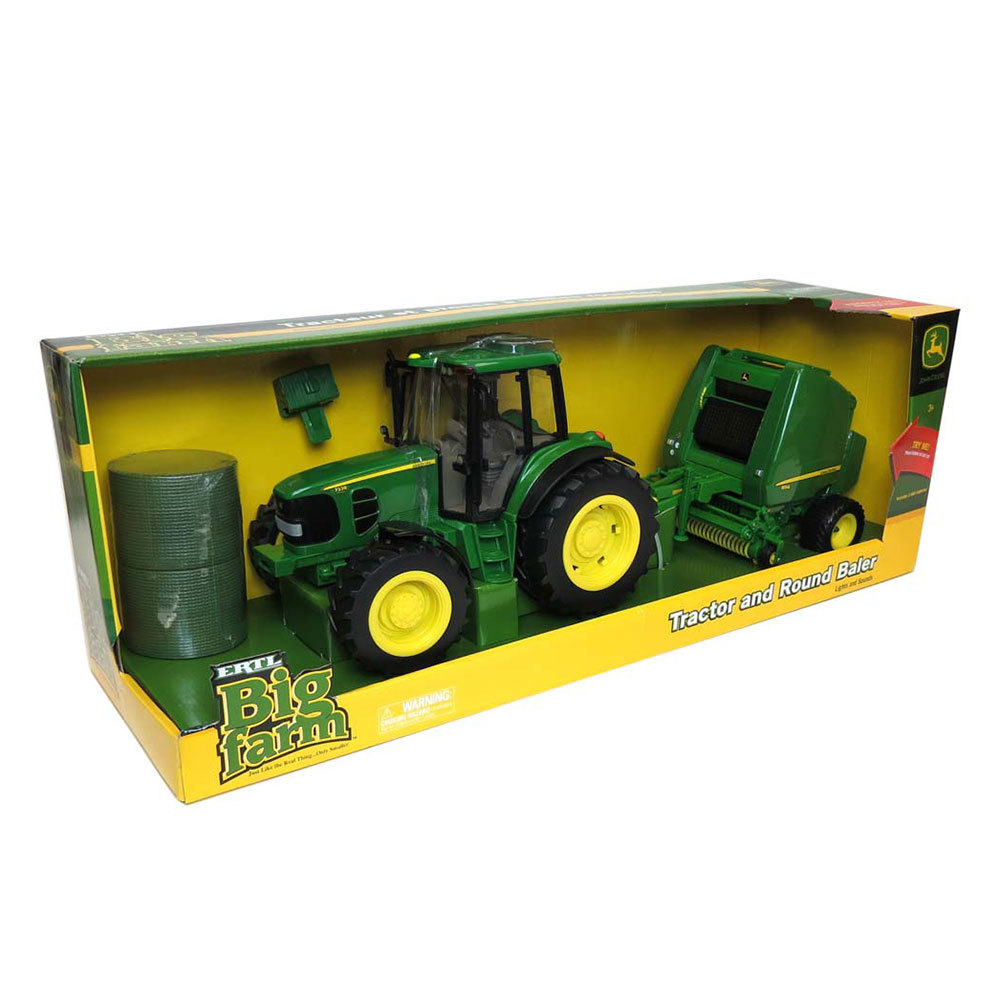 john deere tractor and round baler toy