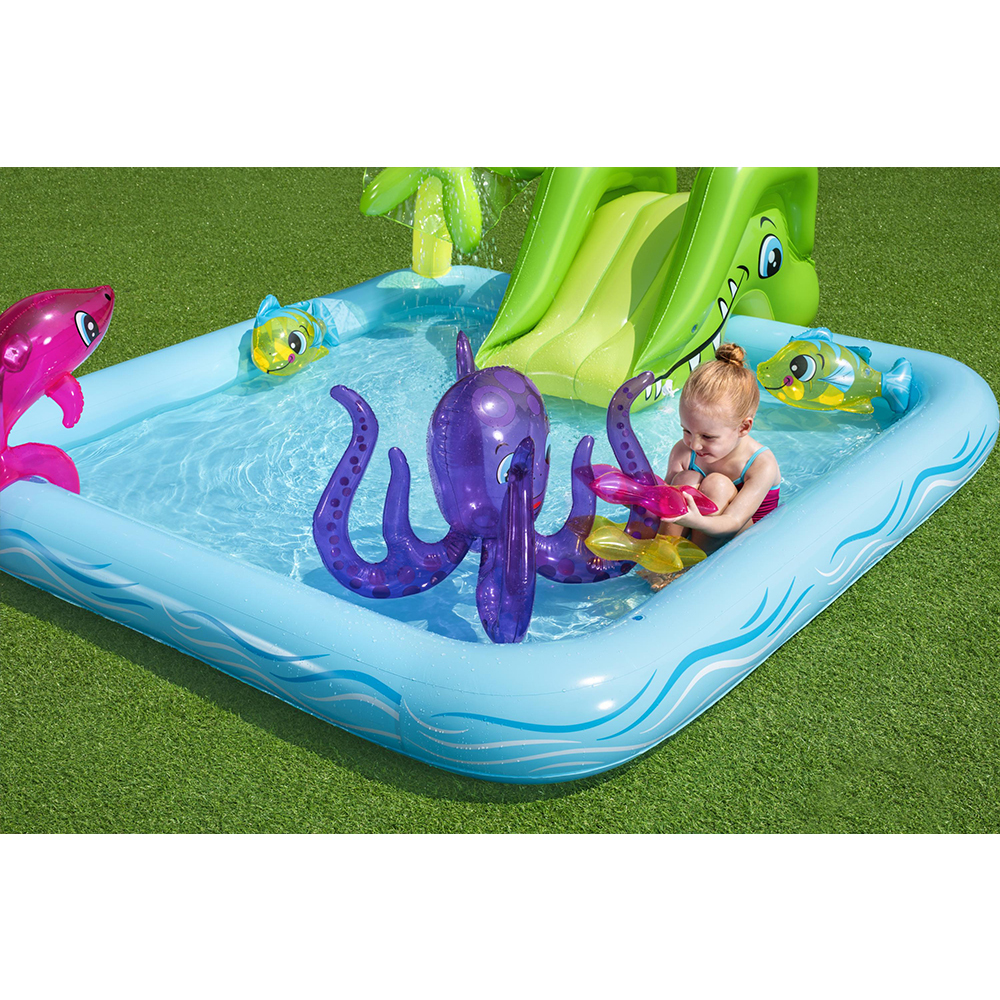 Kids Interactive Water Blowup Play Pool Slide Online KG Electronic