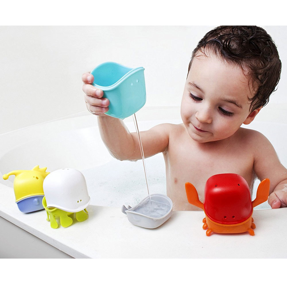 Boon 5pc Pipes Building Bath Toy Suction Set w/ 4pc Creatures Bath Toy