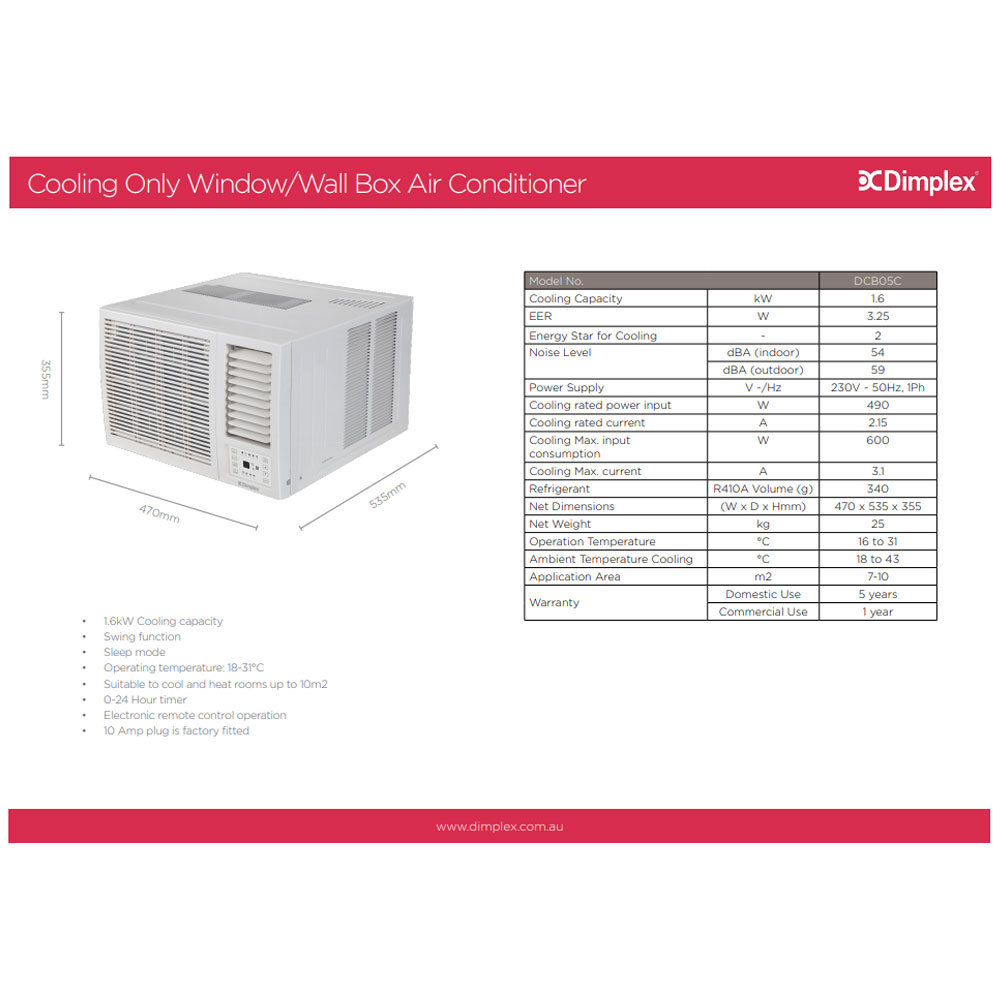 Dimplex 1.6kW Window Box AC Online KG Electronic