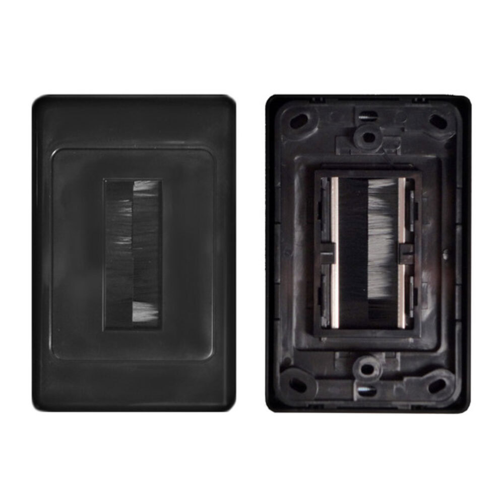 6x PRO2 Black Wall Plate/Brush Outlet Cover For Cable Lead Management