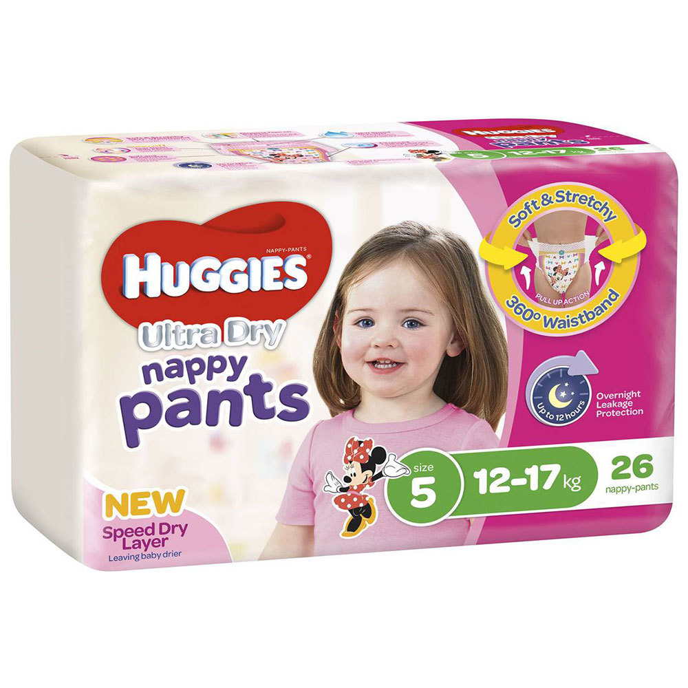 Huggies Size 5 1217kg Ultra Dry Nappy Pants Girl 156pk/Diaper Toddler