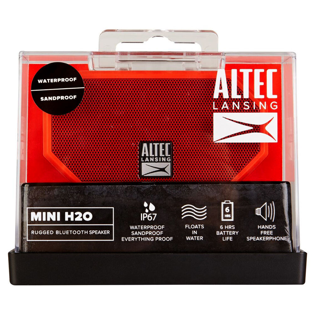 Altec Lansing Red Mini H20 Bluetooth AUX Wireless Portable Waterproof