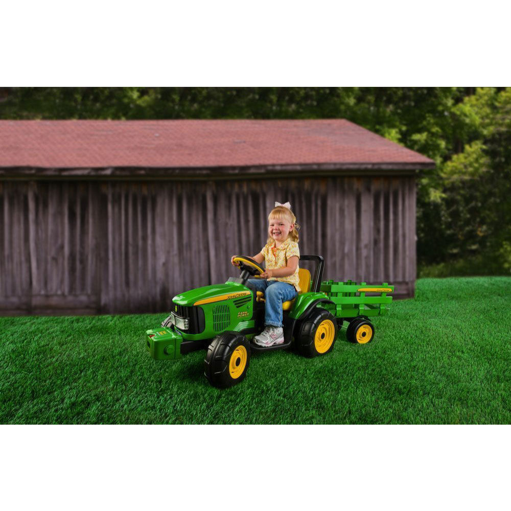 John Deere 12V Electric Ride On Tractor w/Trailer/Wagon/Toy/Kids