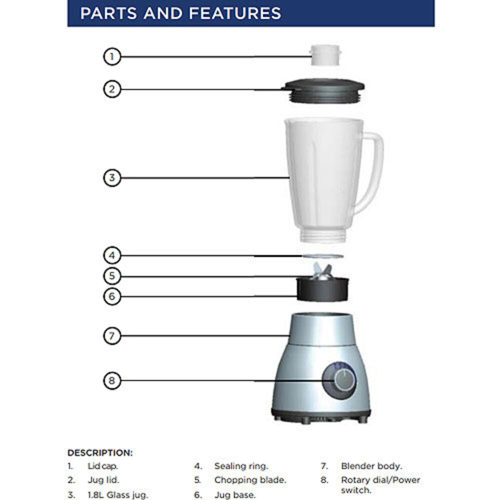 Westinghouse 800W Blender Stainless Steel Online KG Electronic