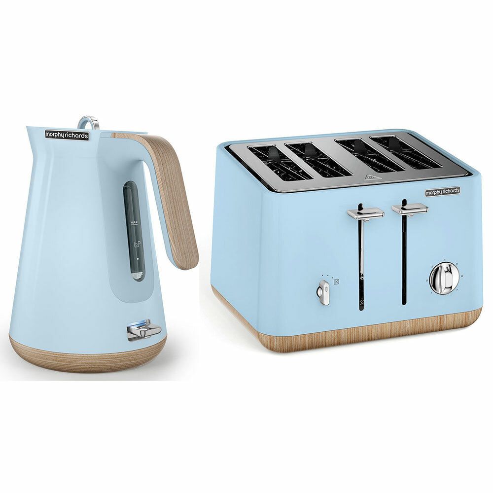 Morphy Richards Scandi AzureWood Trim Scandi Aspect kettle and toaster set