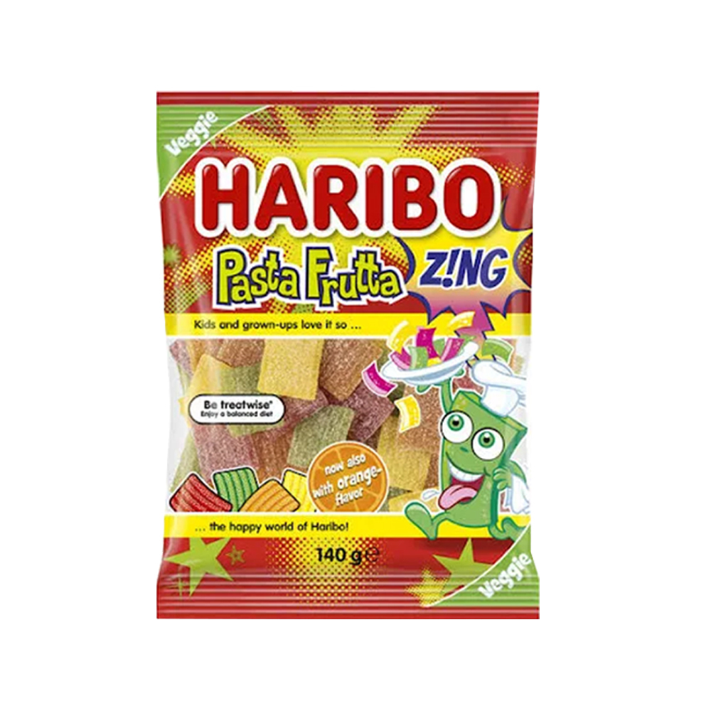 140g Haribo Pasta Frutta Zing Share Size Lolly/Candy Bag Online KG