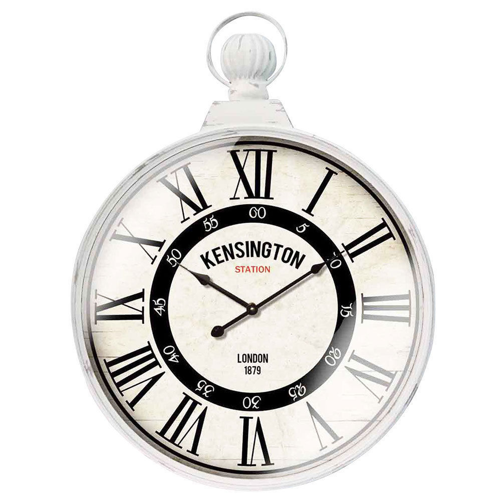 80cm Shabby Chic Round Kensington Station Wall Clock w/ Handle White