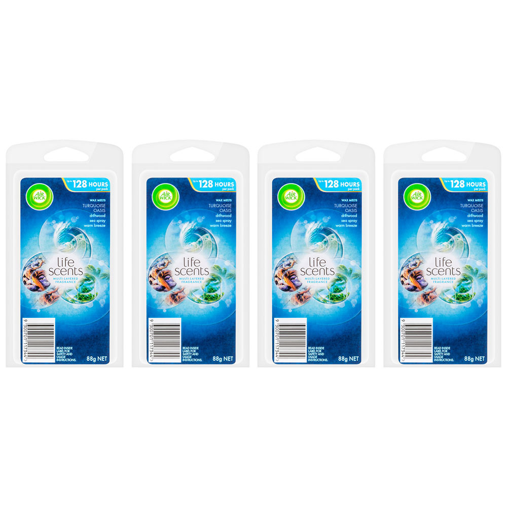 4PK Air Wick Life Scents Wax Melts Turquoise Oasis 88g Candle Burner