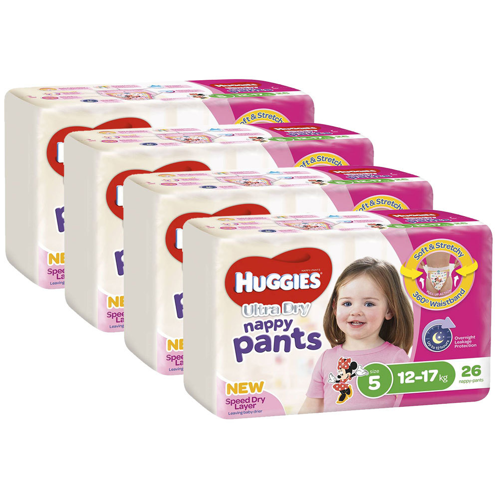 Huggies Size 5 1217kg Ultra Dry Nappy Pants Girl 104pk/Diaper Toddler