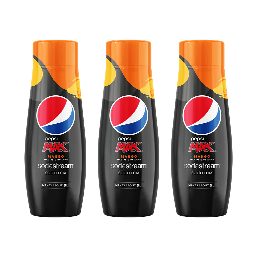3PK SodaStream Soda Mix Pepsi Max Mango Flavour Sparkling Water Syrup 440ml  - Online