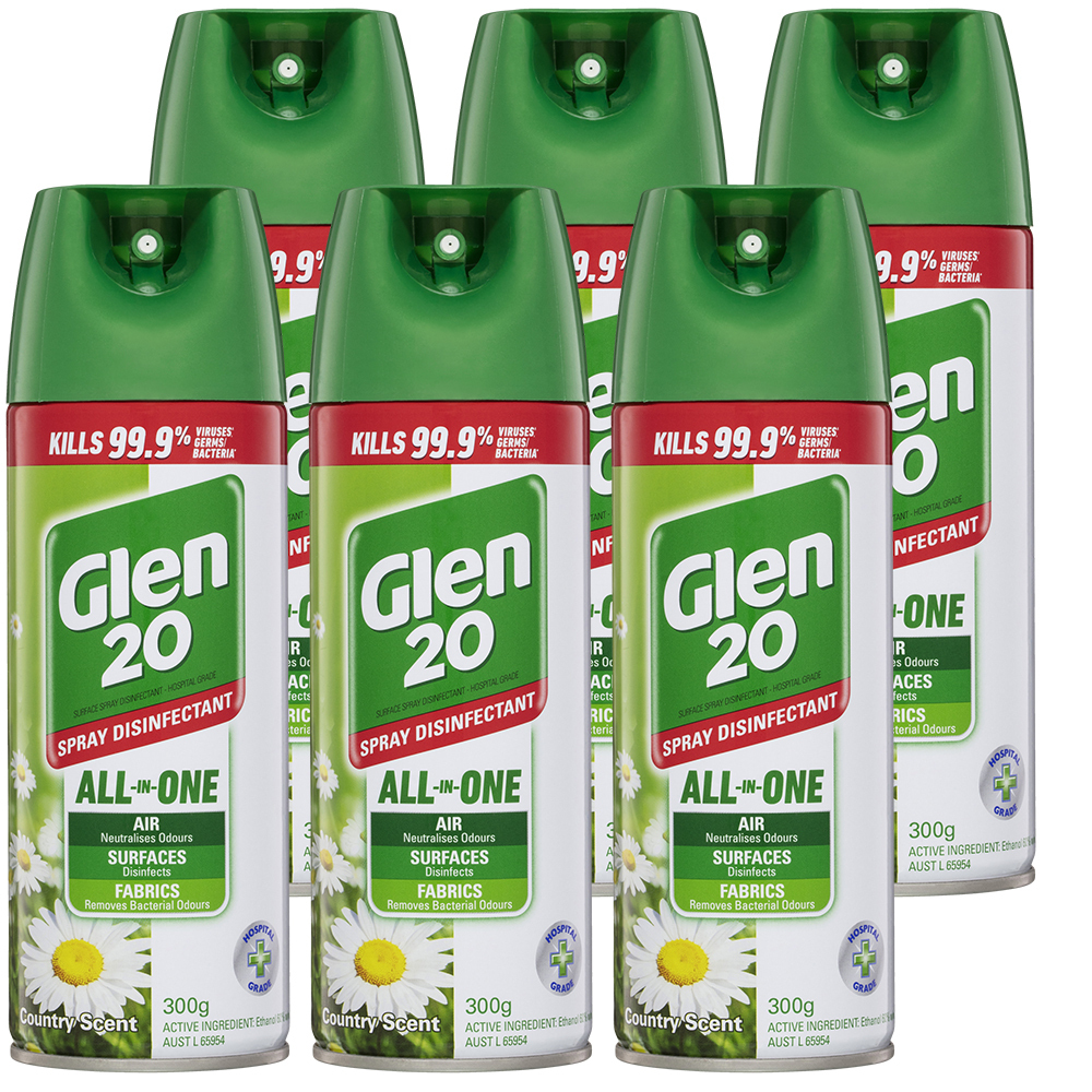 6PK Dettol Glen 20 Disinfectant Spray 300g Kills 99.9 of Germs Country