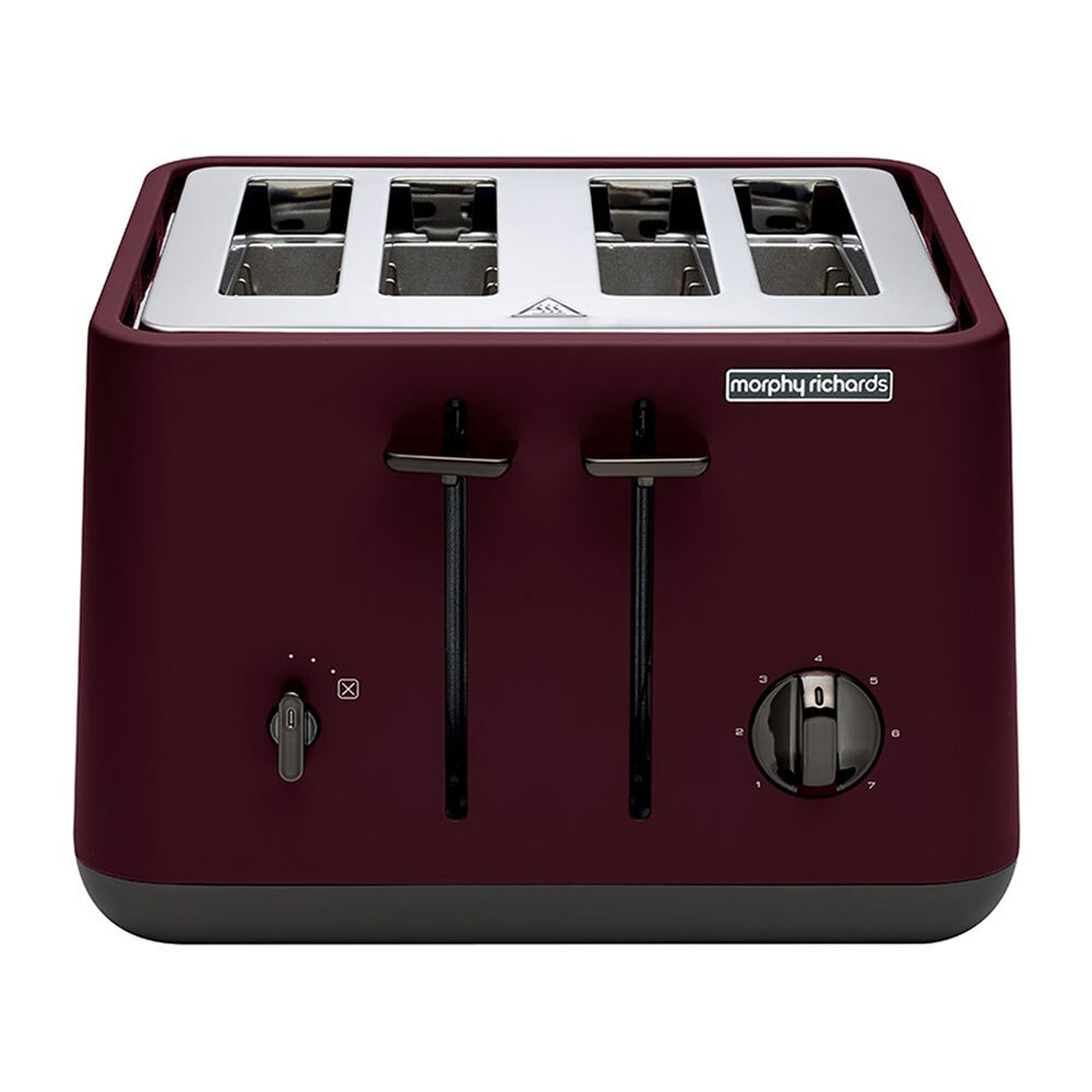 Morphy Richards 4 Slice Maroon Aspect Toaster w/ Black Chrome Base