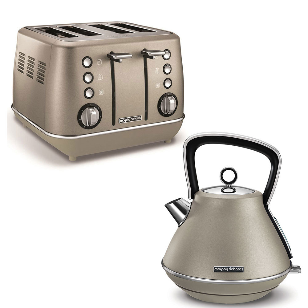 morphy richards stainless steel kettle and toaster set