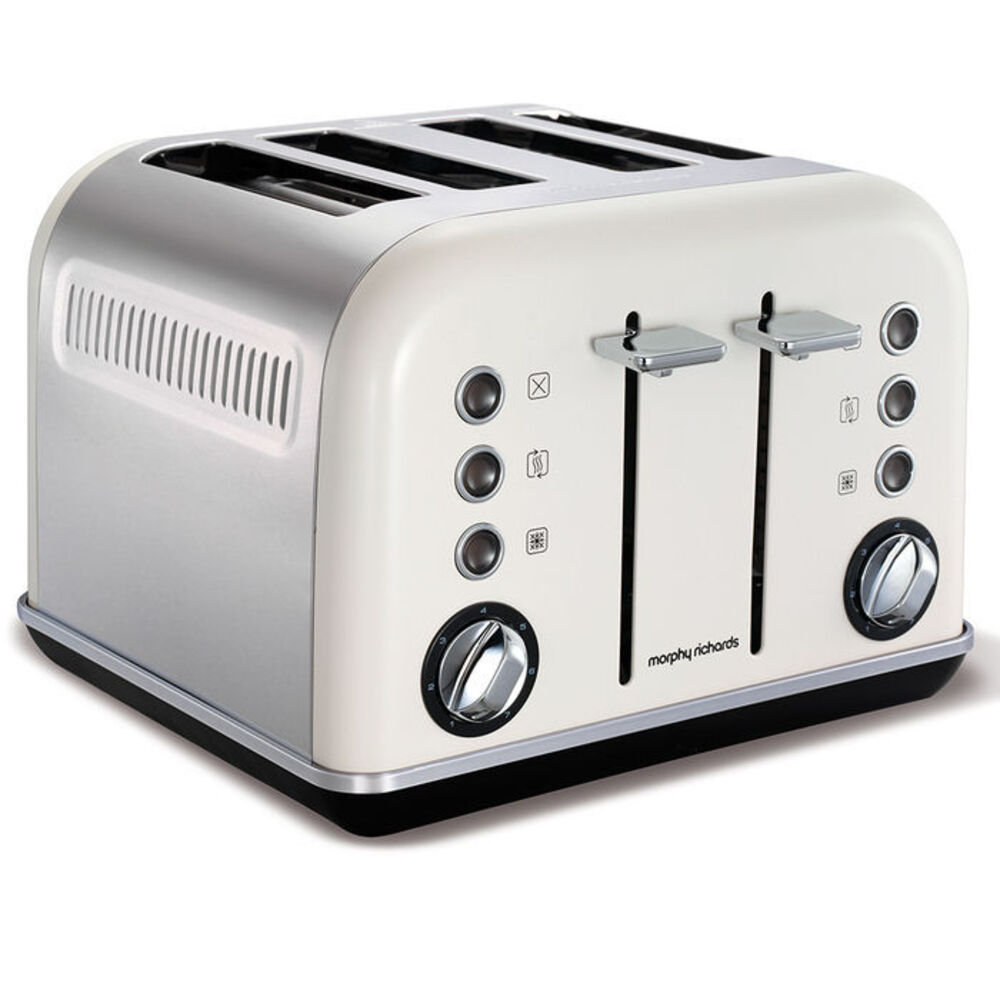 Morphy Richards 242021 White Chrome Accents 4 Slice Toaster Stainless