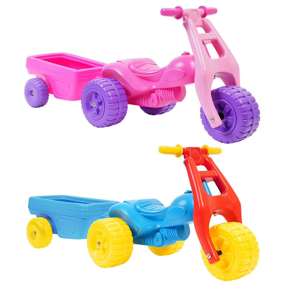 Avoca ATV Push Kick Trike w/ Trailer Junior/Toddler/Kids 13y RideOn