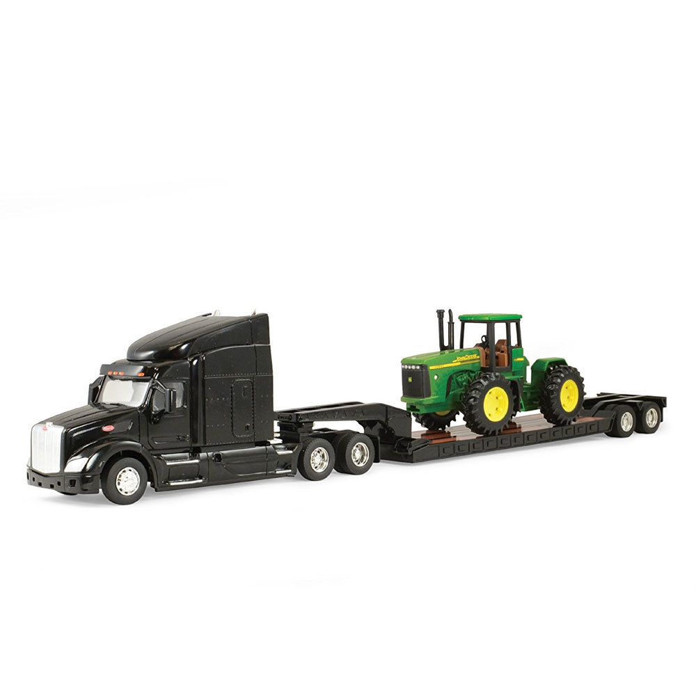 John Deere 132 Truck Peterbilt 579 Lowboy Trailer w/4WD Tractor Kids