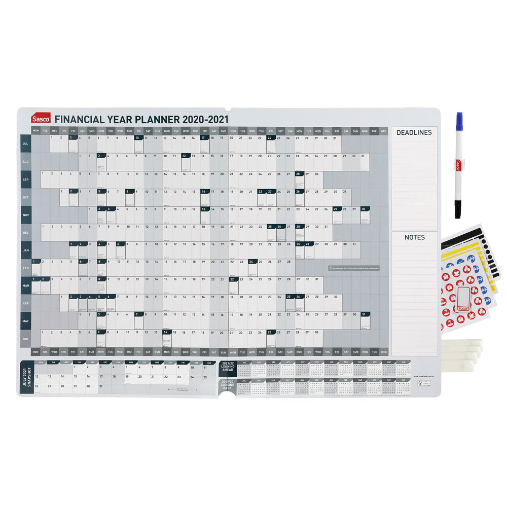 sasco financial year calendar planner 202021 wall mountable organiser