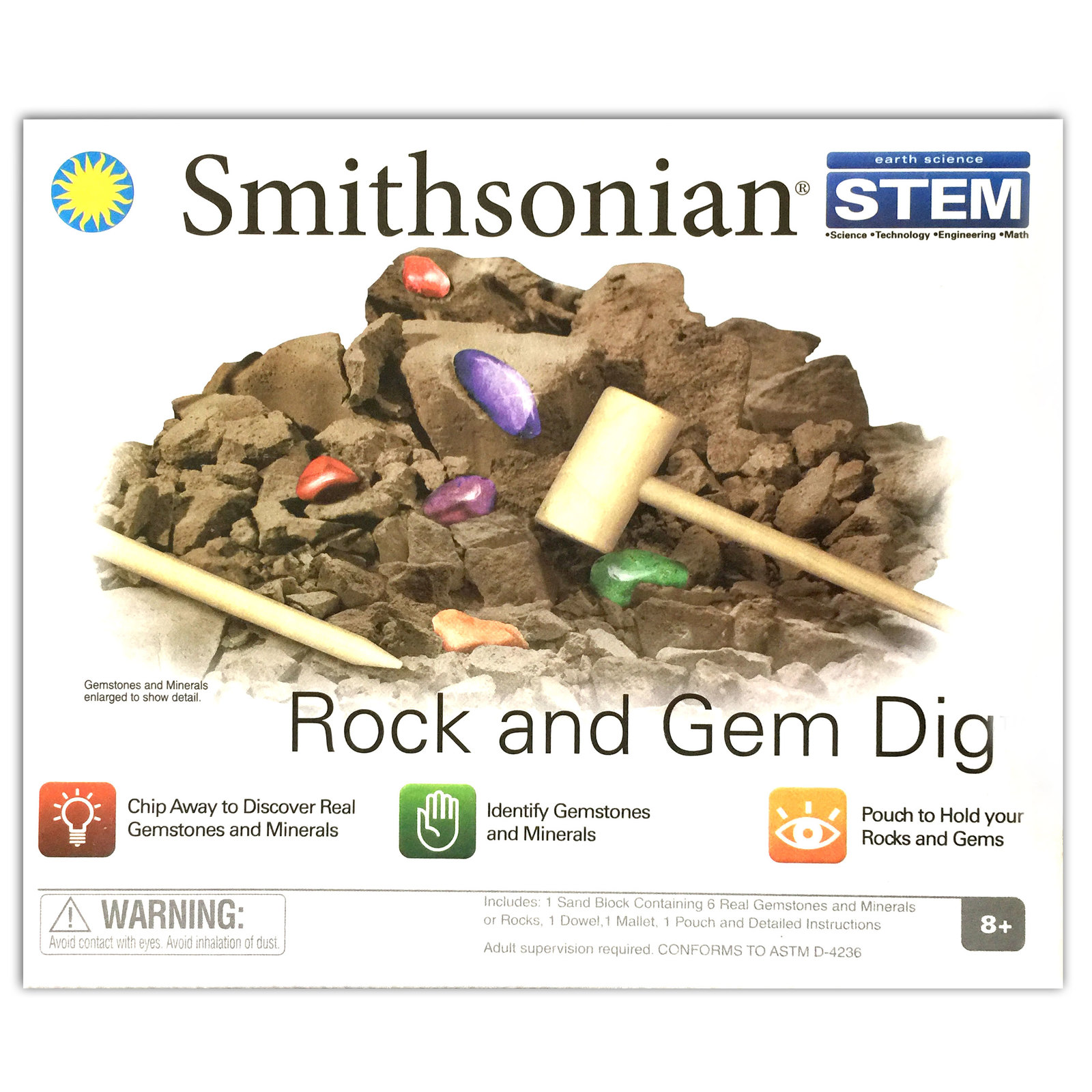 Smithsonian Rock & Gem Dig Science Kit/Archaeology Mining Pretend Toy