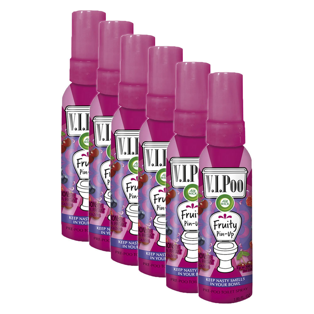 6x Air Wick ViPoo Fruity PinUp Spray 55ml PrePoo Air Freshener