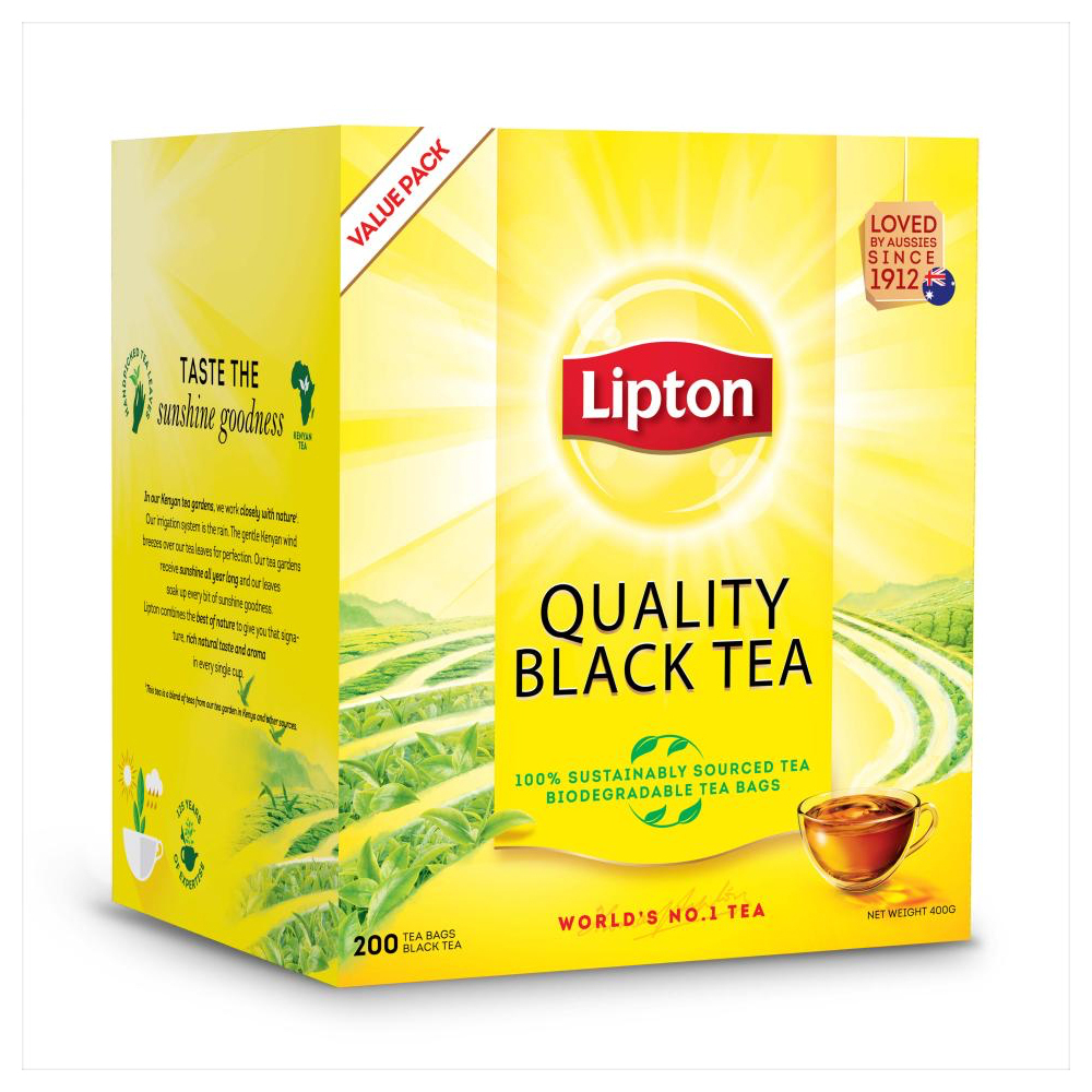 200pc Lipton Quality Black Tea Bags Value Pack 400g Online KG
