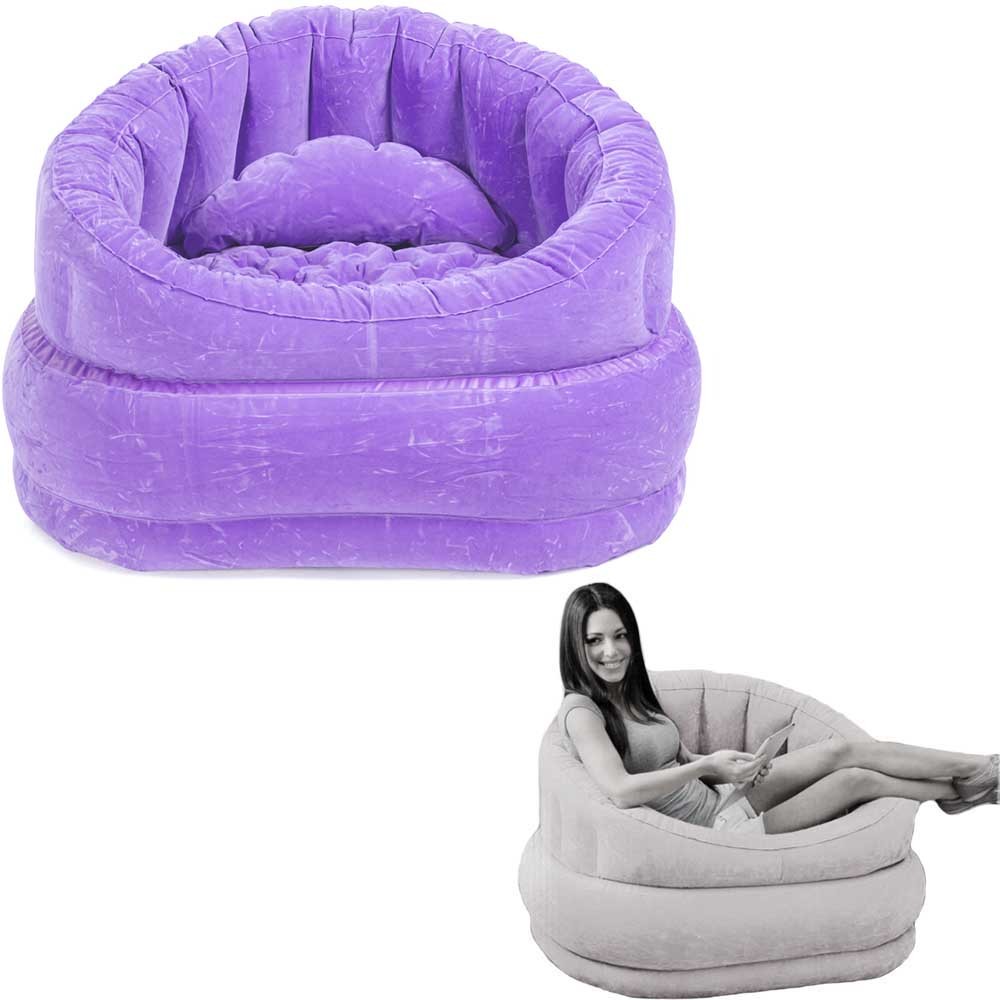 Purple Inflatable Air Blow Up Arm Chair Couch Sofa Seat Lounge Armchair
