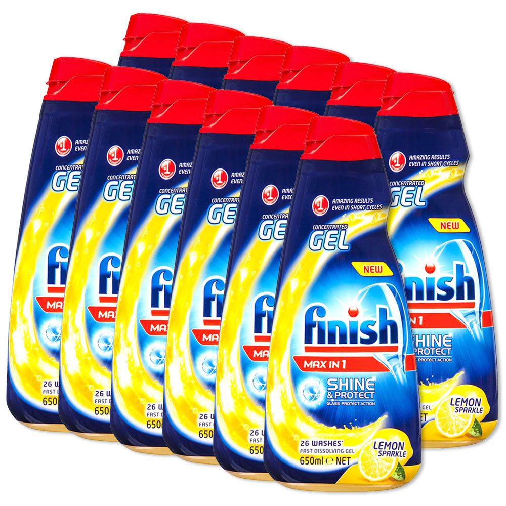 12x Finish 650ml 26 Washes Concentrated Gel Lemon Dishwasher Liquid