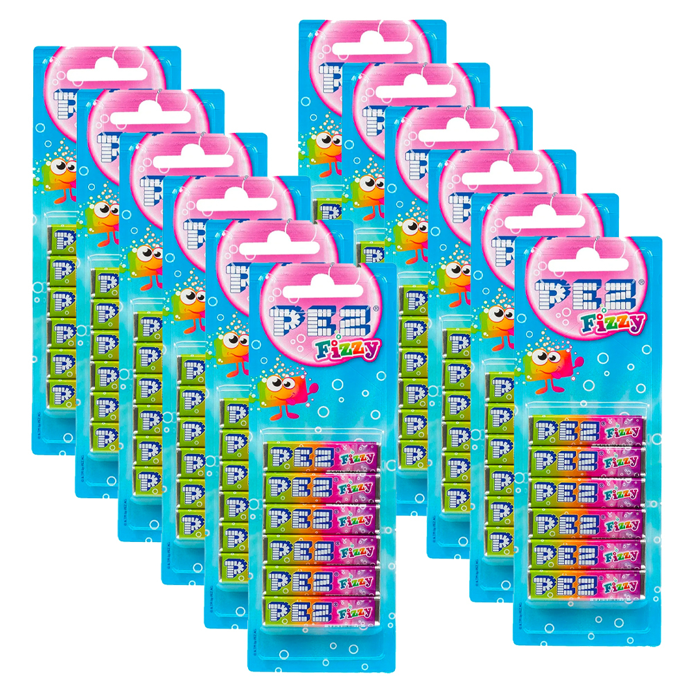 12x 8pc PEZ Fizzy Fruit Flavour Hard Candy Refill Confectionery 8.5g ...