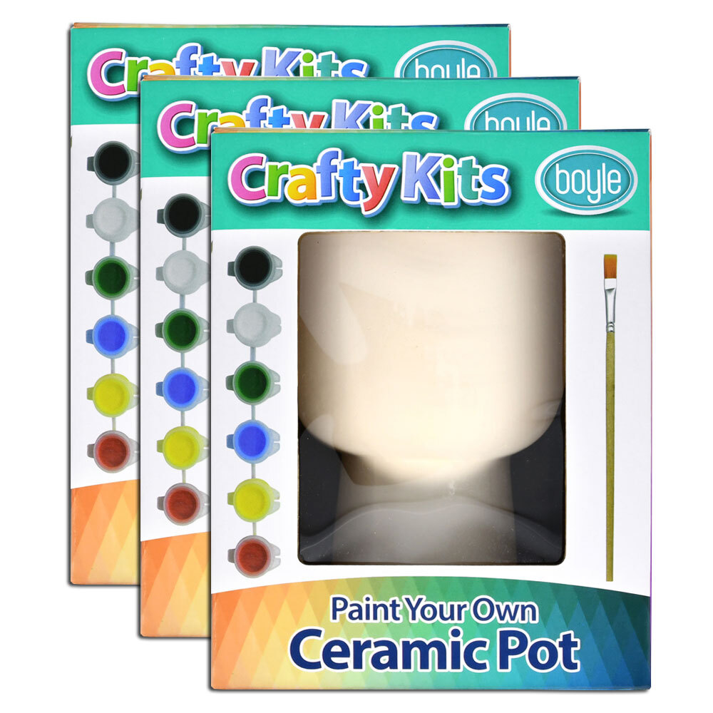 3x Crafty Kits Paint Your Own Ceramic Pot DIY Arts/Craft Online KG