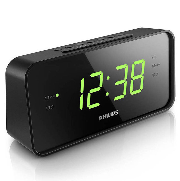Philips AJ3232B AM/FM Big Display Clock Radio Dual Alarm for Two People