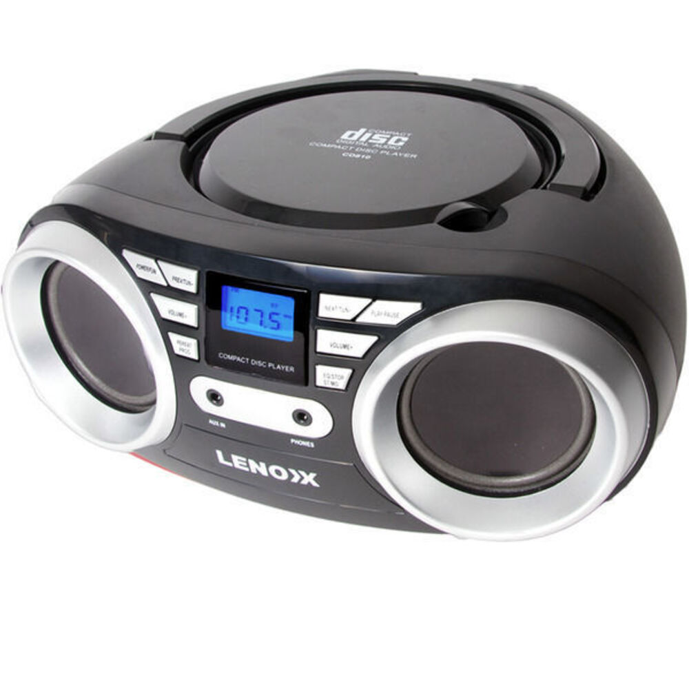 Lenoxx CD813B Portable Boombox CD CDR/CDRW Player Speaker/FM radio
