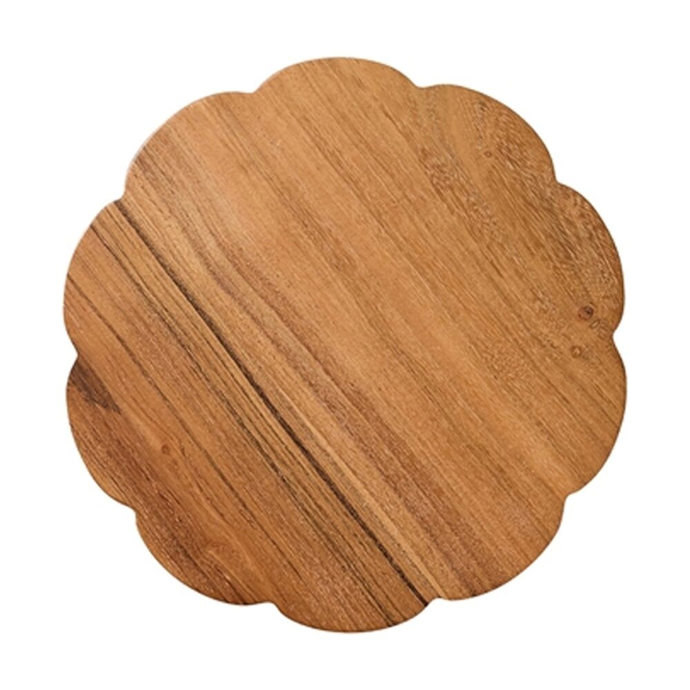 Pt Rounding Sheets Porto Cleo Round Scallop Platter Natural Acacia Wood Wooden Serving ...